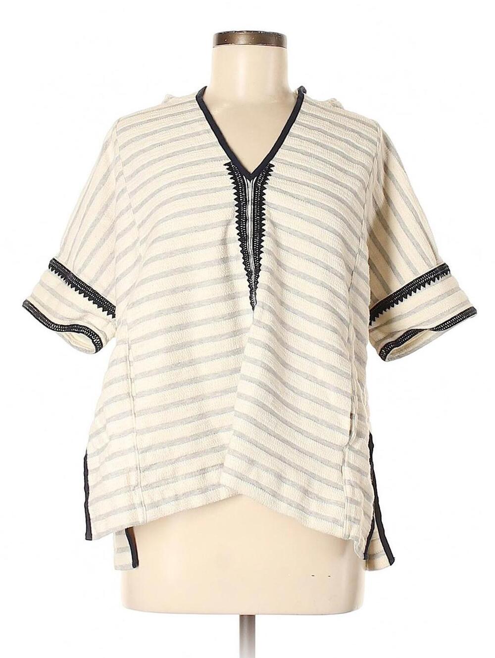 Madewell Elise Embroidered Striped Hoodie Top